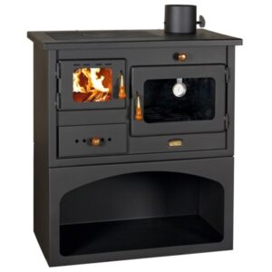 Cucina A Legna 14 kW Con Forno E Piastra In Ghisa Prity Mia Nero Opaco