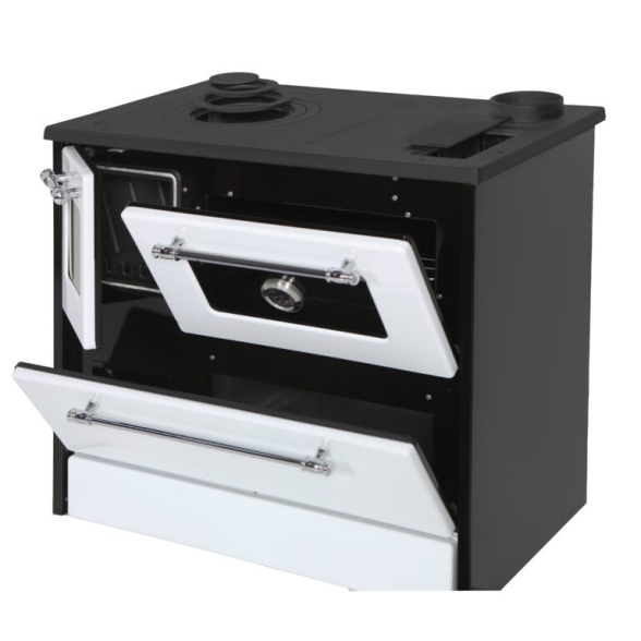 Cucina A Legna Stufa 9 Kw Bianca Beatrice Glass L87xP51xH79 Ecodesign 4 Stelle - immagine 3