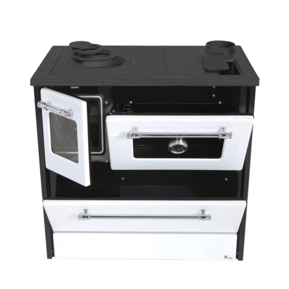 Cucina A Legna Stufa 9 Kw Bianca Beatrice Glass L87xP51xH79 Ecodesign 4 Stelle - immagine 4