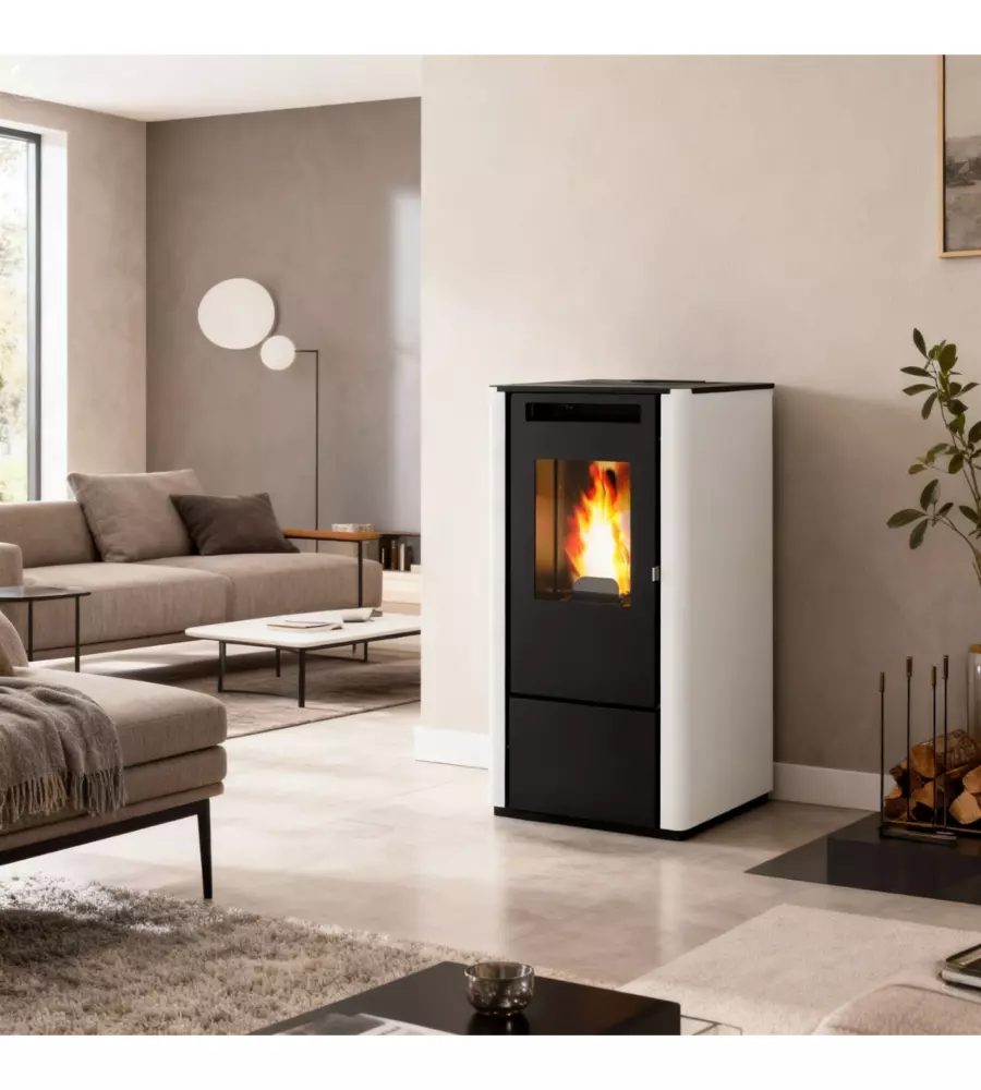 Stufa a pellet punto fuoco "thelma" bianco 8 kw
