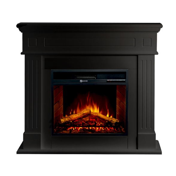 Camino elettrico da terra in legno Nero CAMBRIDGE 110x36x100h - immagine 3